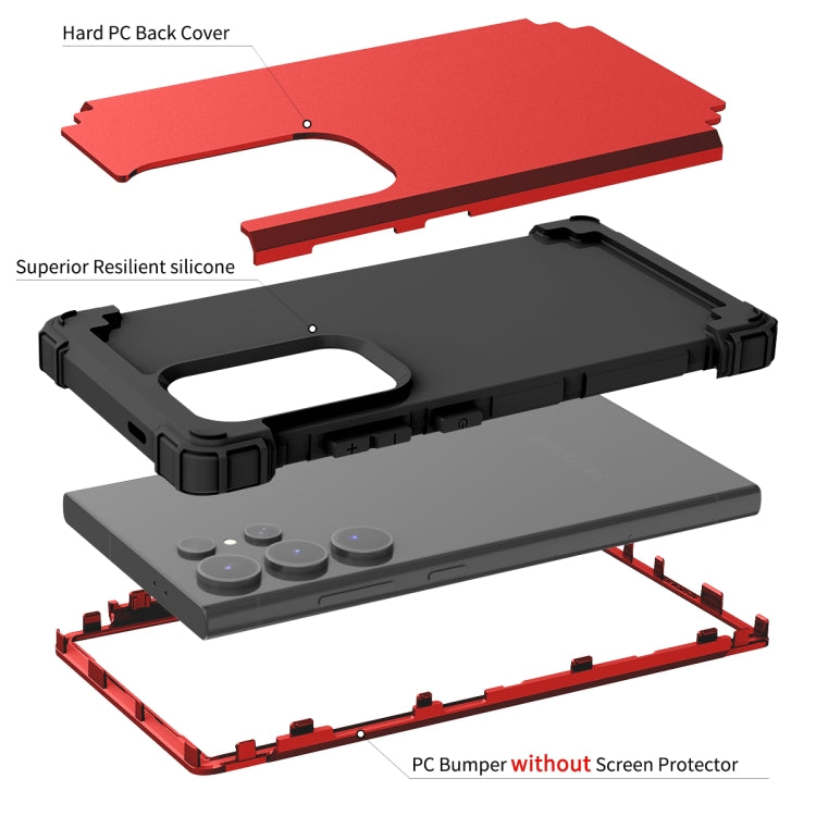 For Samsung Galaxy S24 Ultra 5G 3 in 1 Silicone Hybrid PC Shockproof Phone Case(Red) - Galaxy S24 Ultra 5G Cases by PMC TechLife | Online Shopping South Africa | PMC TechLife