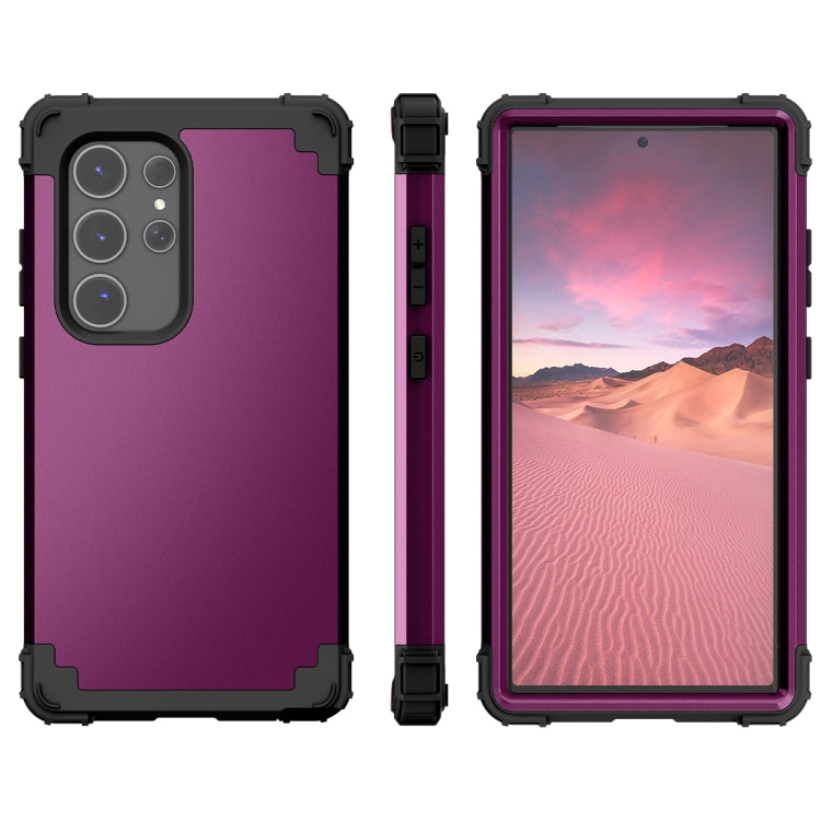 For Samsung Galaxy S24 Ultra 5G 3 in 1 Silicone Hybrid PC Shockproof Phone Case(Dark Purple) - Galaxy S24 Ultra 5G Cases by PMC TechLife | Online Shopping South Africa | PMC TechLife