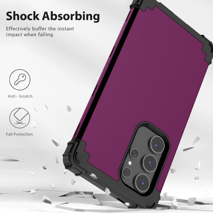For Samsung Galaxy S24 Ultra 5G 3 in 1 Silicone Hybrid PC Shockproof Phone Case(Dark Purple) - Galaxy S24 Ultra 5G Cases by PMC TechLife | Online Shopping South Africa | PMC TechLife