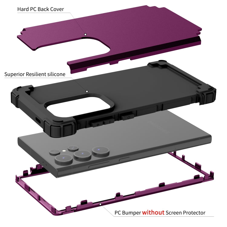 For Samsung Galaxy S24 Ultra 5G 3 in 1 Silicone Hybrid PC Shockproof Phone Case(Dark Purple) - Galaxy S24 Ultra 5G Cases by PMC TechLife | Online Shopping South Africa | PMC TechLife