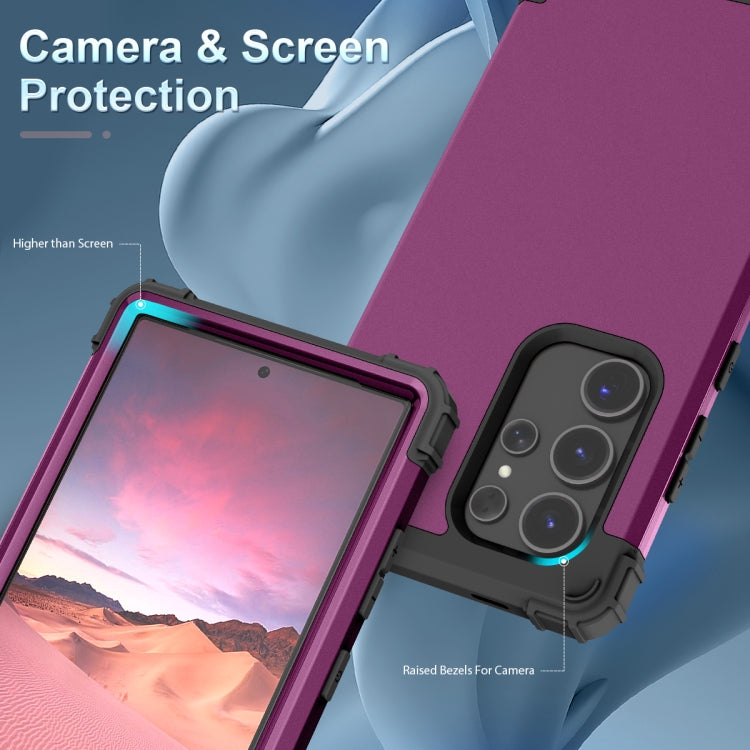 For Samsung Galaxy S24 Ultra 5G 3 in 1 Silicone Hybrid PC Shockproof Phone Case(Dark Purple) - Galaxy S24 Ultra 5G Cases by PMC TechLife | Online Shopping South Africa | PMC TechLife