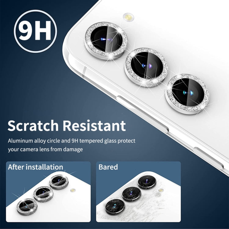 For Samsung Galaxy S24+ 5G ENKAY Hat-Prince 9H Rear Camera Lens Glitter Aluminium Alloy Tempered Glass Film(Silver) - free shipping - PMC Jewellery - Order now!