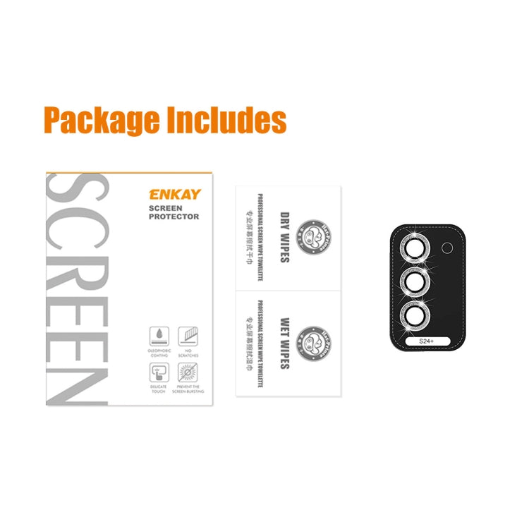 For Samsung Galaxy S24+ 5G ENKAY Hat-Prince 9H Rear Camera Lens Glitter Aluminium Alloy Tempered Glass Film(Silver) - free shipping - PMC Jewellery - Order now!