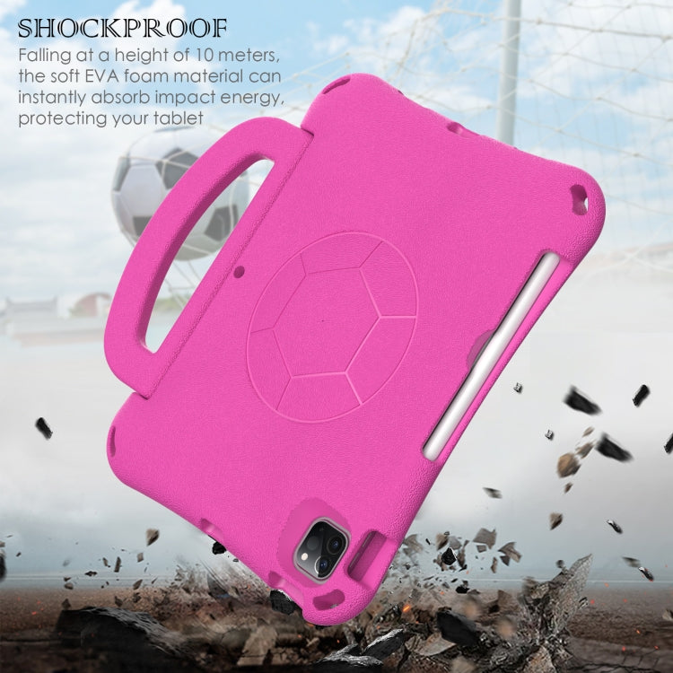 For iPad Air 11 2024 Handle Football Shaped EVA Shockproof Tablet Case(Rose Red) - iPad Air 11 2024 Cases by PMC TechLife | Online Shopping South Africa | PMC TechLife | Buy Now Pay Later Mobicred