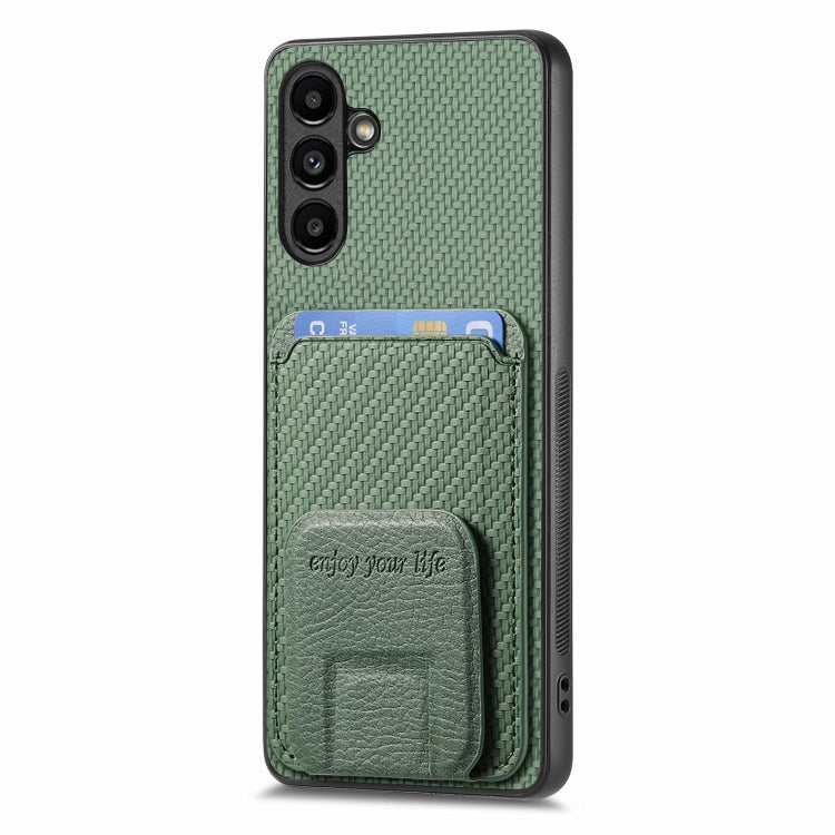 For Samsung Galaxy A25 Carbon Fiber Card Bag Fold Stand Phone Case(Green) - free shipping - PMC TechLife - Order now!