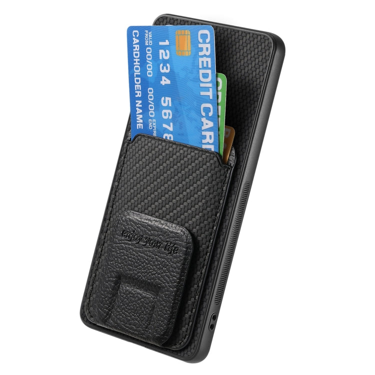 For Samsung Galaxy S25+ 5G Carbon Fiber Card Bag Fold Stand Phone Case(Black) - free shipping - PMC Jewellery - Order now!