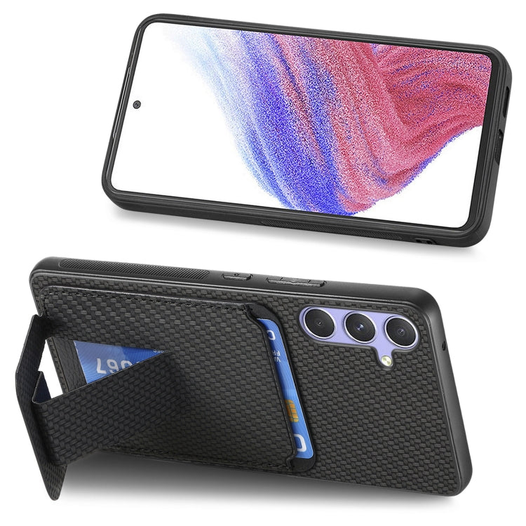 For Samsung Galaxy S25+ 5G Carbon Fiber Card Bag Fold Stand Phone Case(Black) - free shipping - PMC Jewellery - Order now!