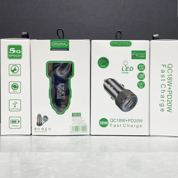 P19 Metal PD20W USB-C + QC18W USB Dual Port Car Charger(Silver Gray) - Car Charger by PMC TechLife | Online Shopping South Africa | PMC TechLife | Buy Now Pay Later Mobicred