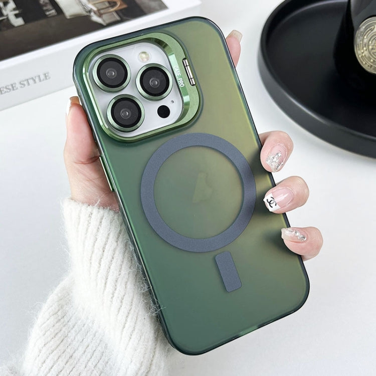 For iPhone 15 Pro MagSafe Lens Holder PC Hybrid TPU Phone Case(Green) - iPhone 15 Pro Cases by PMC TechLife | Online Shopping South Africa | PMC TechLife