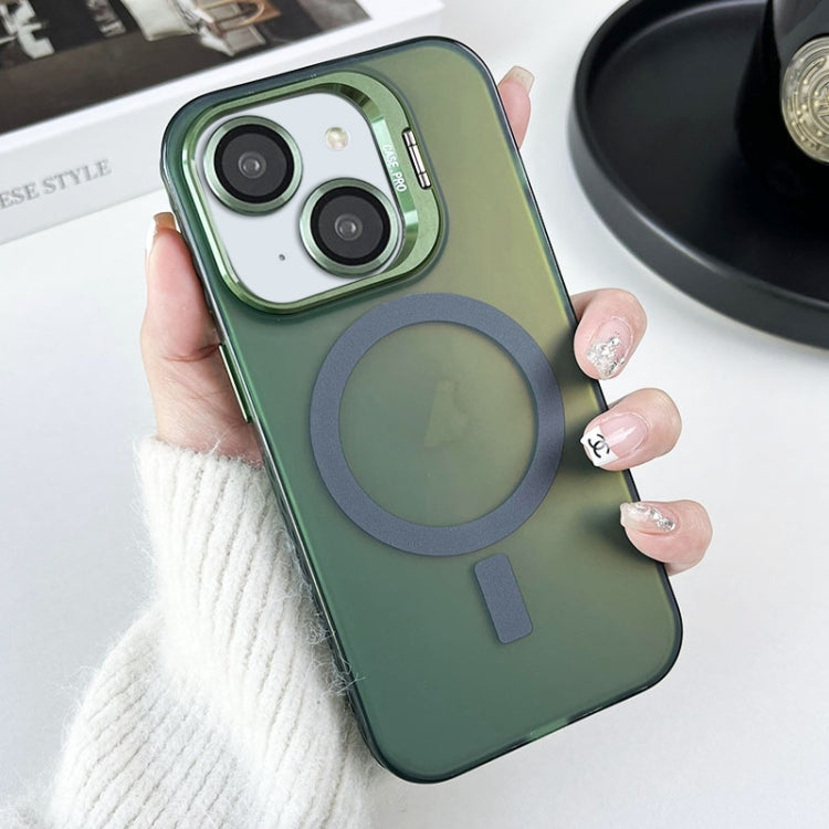 For iPhone 15 MagSafe Lens Holder PC Hybrid TPU Phone Case(Green) - iPhone 15 Cases by PMC TechLife | Online Shopping South Africa | PMC TechLife