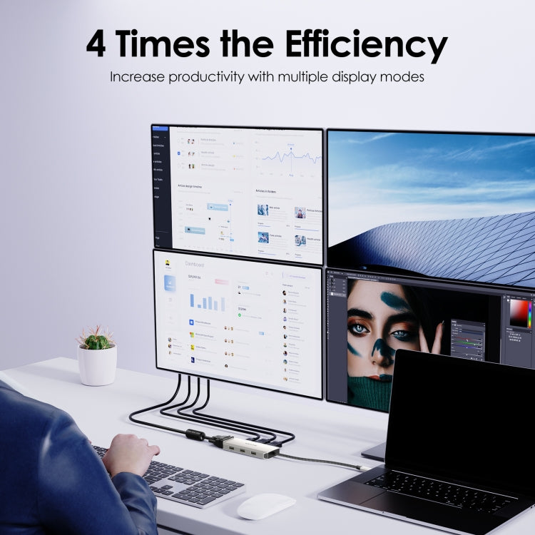 WAVLINK WL-UMD307 Type-C to 2DP + 4K HD + VGA + 3 x USB2.0 HUB Docking Station - free shipping - PMC Jewellery - Order now!