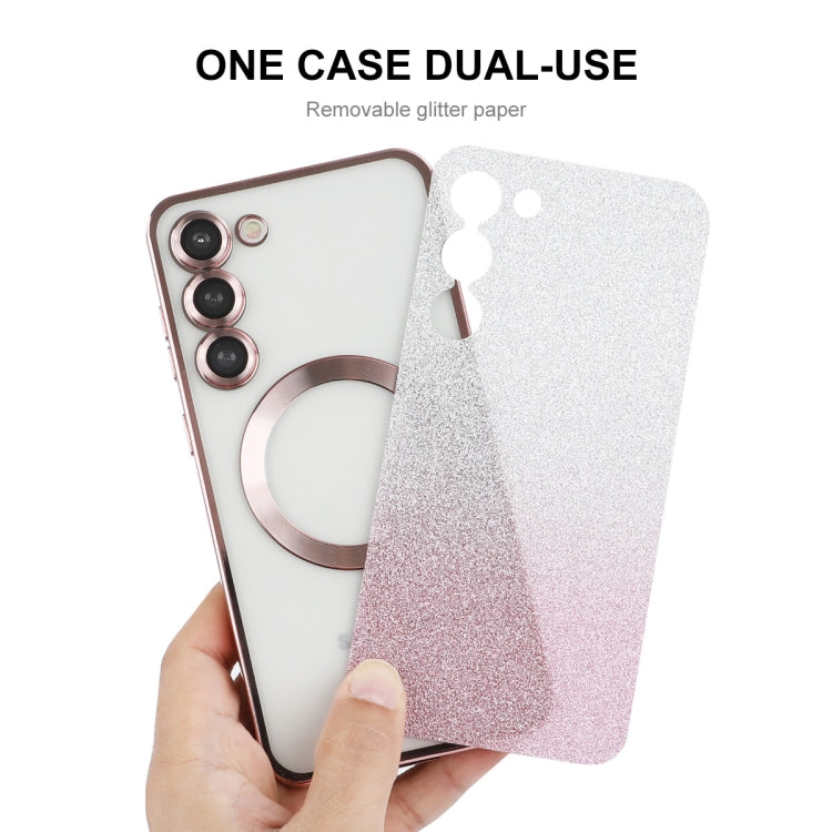 For Samsung Galaxy S25 5G ENKAY Hat-Prince Magnetic Glitter Plated TPU Phone Case with Lens Film(Black) - Galaxy S25 5G Cases by ENKAY | Online Shopping South Africa | PMC Jewellery | Buy Now Pay Later Mobicred
