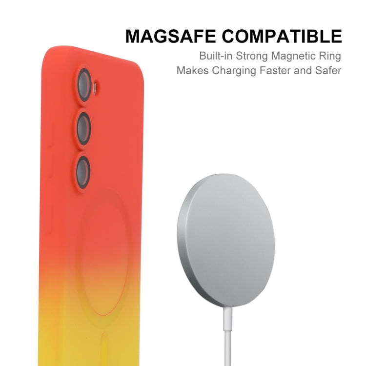 For Samsung Galaxy S23 5G ENKAY Hat-Prince MagSafe Rainbow Gradient Silicone Phone Case with Lens Film(Orange Yellow) - free shipping - PMC TechLife - Order now!