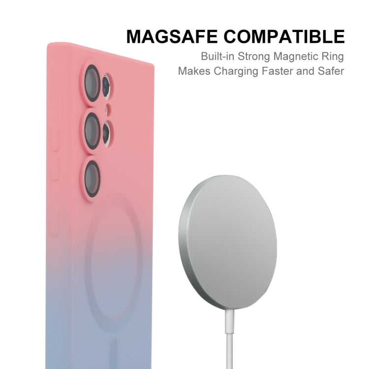 For Samsung Galaxy S24 Ultra 5G ENKAY Hat-Prince MagSafe Rainbow Gradient Silicone Phone Case with Lens Film(Pink Blue) - free shipping - PMC TechLife - Order now!