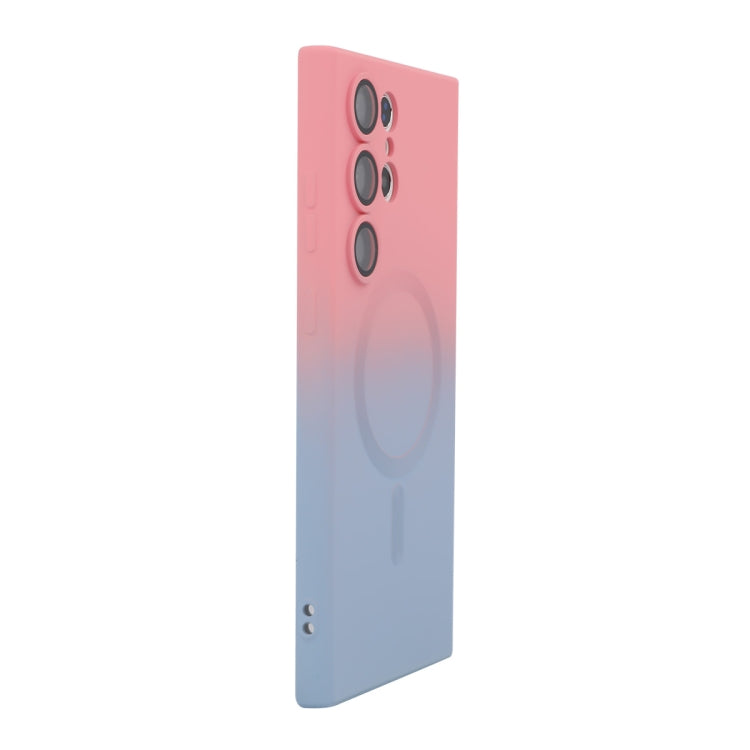 For Samsung Galaxy S24 Ultra 5G ENKAY Hat-Prince MagSafe Rainbow Gradient Silicone Phone Case with Lens Film(Pink Blue) - free shipping - PMC TechLife - Order now!