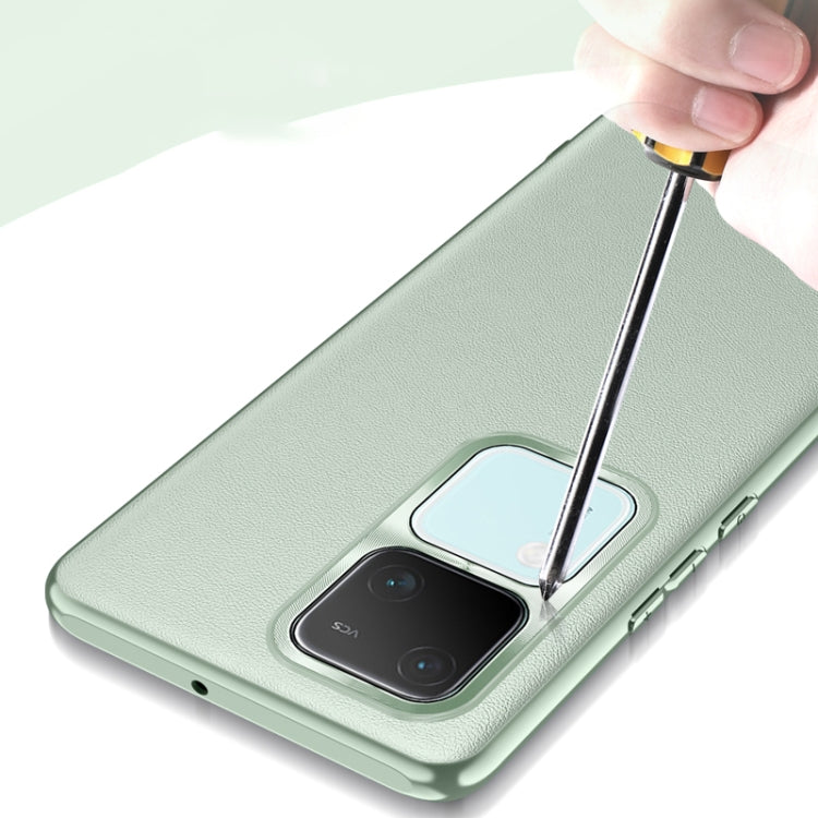 For vivo S18 Plain-Leather All-inclusive Shockproof Phone Case(Green) - S18 Cases by PMC TechLife | Online Shopping South Africa | PMC TechLife | Buy Now Pay Later Mobicred