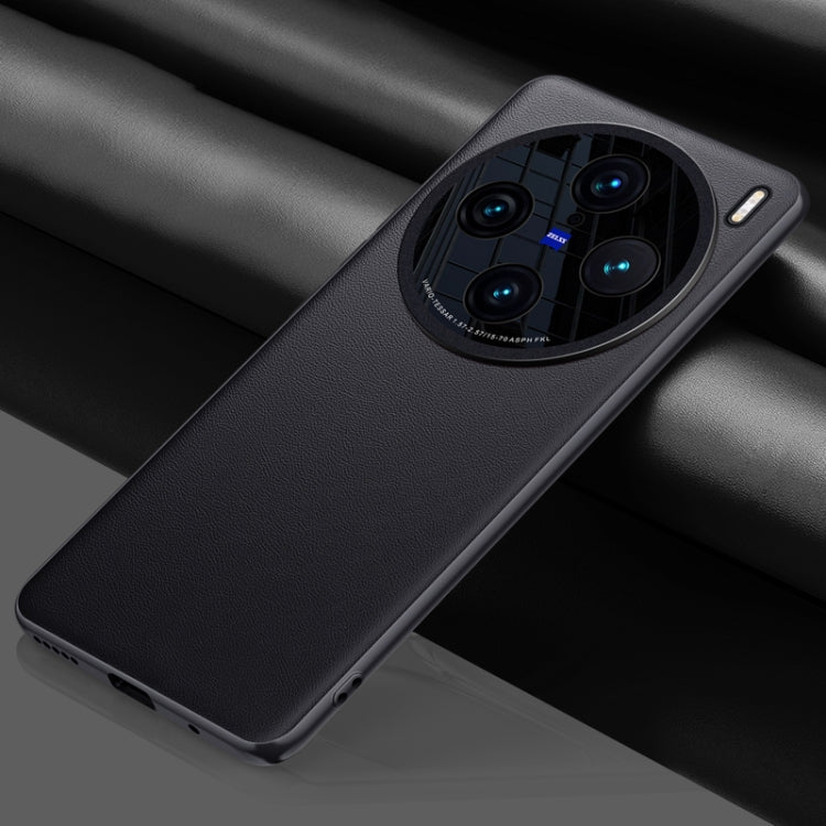 For vivo X100s Pro Plain-Leather All-inclusive Shockproof Phone Case(Black) - vivo Cases by PMC TechLife | Online Shopping South Africa | PMC TechLife | Buy Now Pay Later Mobicred