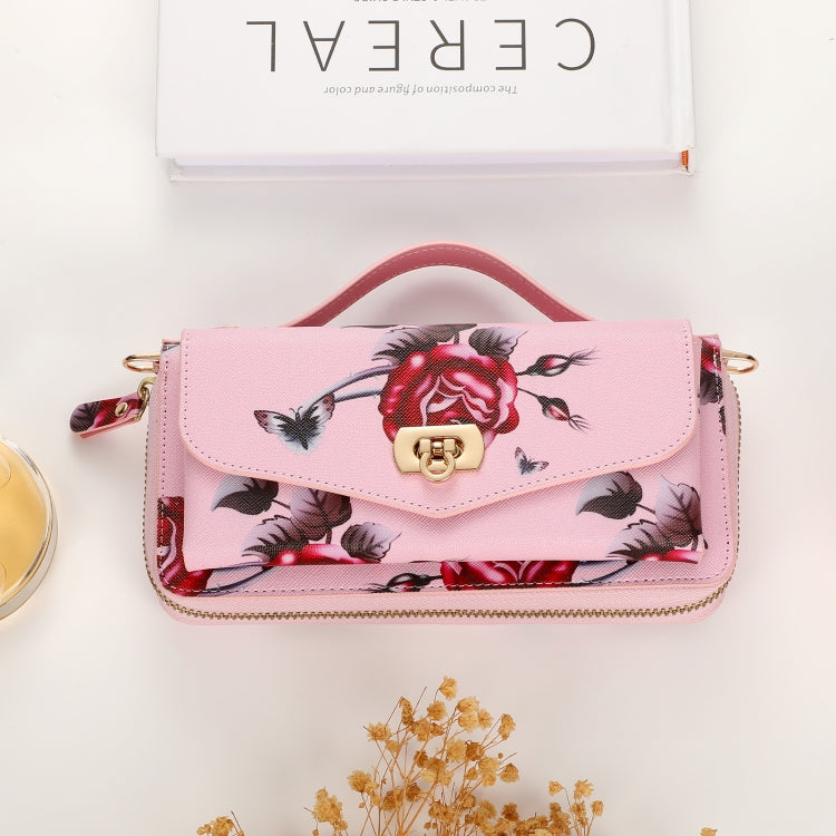 For Samsung Galaxy S24 5G Flower Multi-functional Crossbody Zipper Wallet Leather Phone Case(Pink) - Galaxy S24 5G Cases by PMC Jewellery | Online Shopping South Africa | PMC Jewellery | Buy Now Pay Later Mobicred