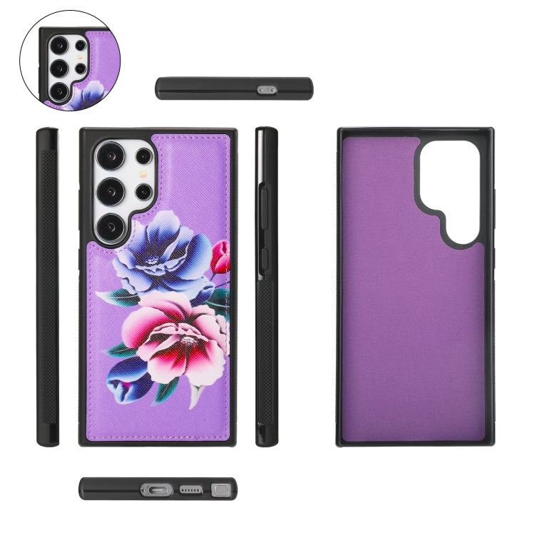 For Samsung Galaxy S24+ 5G Flower Multi-functional Crossbody Zipper Wallet Leather Phone Case(Purple) - Galaxy S24+ 5G Cases by PMC Jewellery | Online Shopping South Africa | PMC Jewellery | Buy Now Pay Later Mobicred