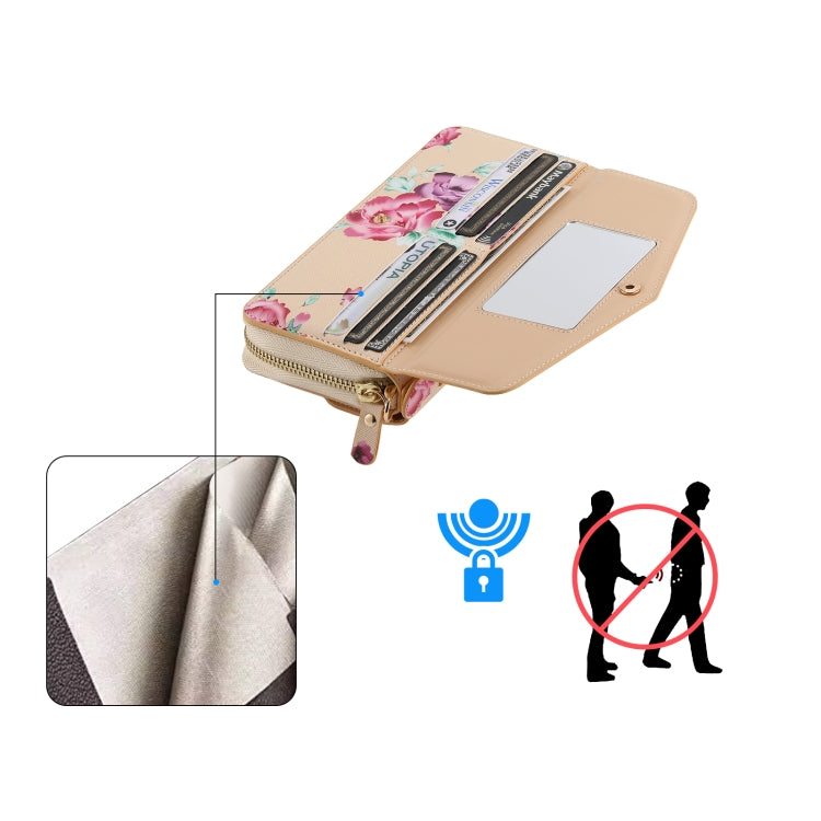 For Samsung Galaxy S24+ 5G Flower Multi-functional Crossbody Zipper Wallet Leather Phone Case(Yellow) - free shipping - PMC Jewellery - Order now!