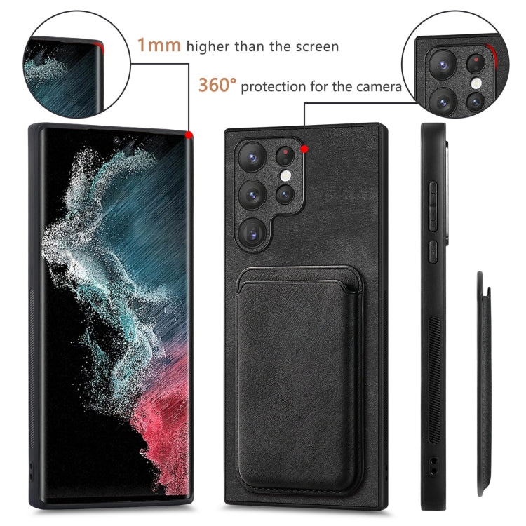 For Samsung Galaxy S22 Ultra 5G Retro Leather Card Bag Magnetic Phone Case(Black) - Galaxy S22 Ultra 5G Cases by PMC TechLife | Online Shopping South Africa | PMC TechLife
