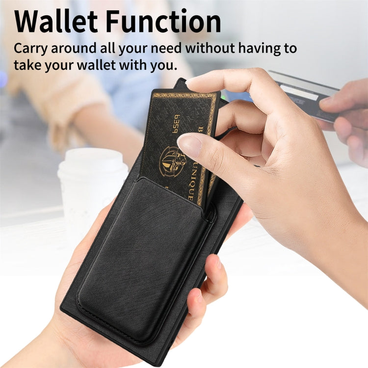 For Samsung Galaxy S22 Ultra 5G Retro Leather Card Bag Magnetic Phone Case(Black) - Galaxy S22 Ultra 5G Cases by PMC TechLife | Online Shopping South Africa | PMC TechLife