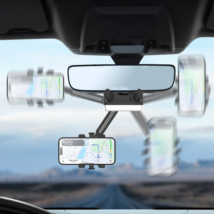 H23-8 New Multifunction Rearview Mirror Phone Holder Rotatable Retractable Phone Mount - Car Holders by PMC TechLife | Online Shopping South Africa | PMC TechLife | Buy Now Pay Later Mobicred