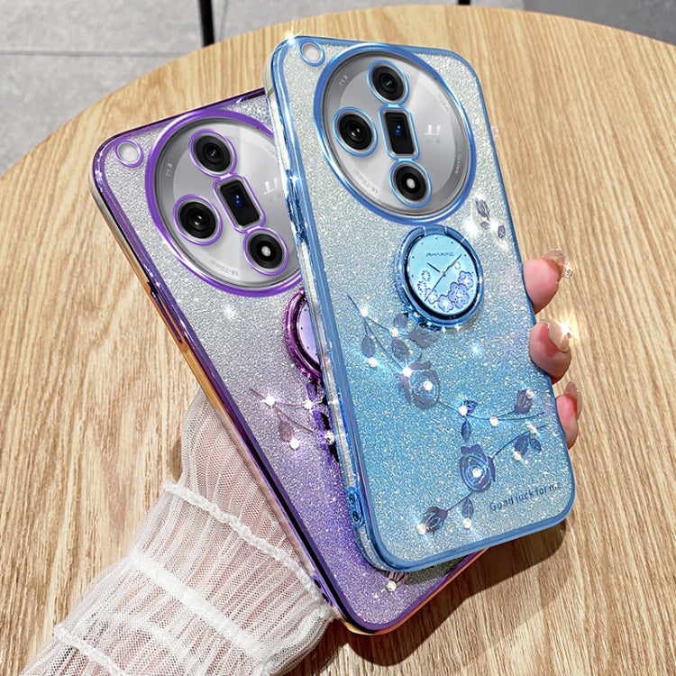 For OPPO Find X7 Gradient Glitter Immortal Flower Ring All-inclusive Phone Case(Blue) - Find X7 Cases by PMC TechLife | Online Shopping South Africa | PMC TechLife | Buy Now Pay Later Mobicred