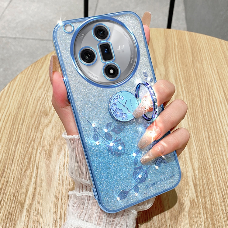 For OPPO Find X7 Gradient Glitter Immortal Flower Ring All-inclusive Phone Case(Blue) - Find X7 Cases by PMC TechLife | Online Shopping South Africa | PMC TechLife | Buy Now Pay Later Mobicred