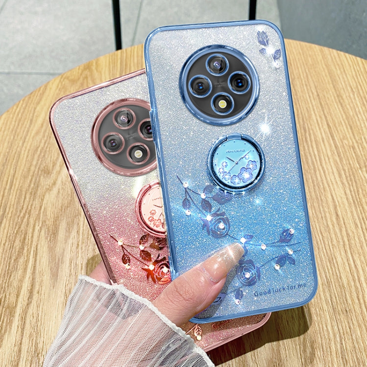 For OPPO A3 Pro Gradient Glitter Immortal Flower Ring All-inclusive Phone Case(Blue) - free shipping - PMC TechLife - Order now!