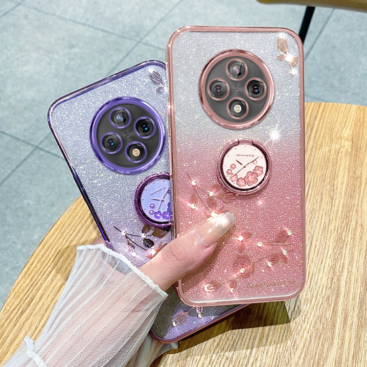 For OPPO A3 Pro Gradient Glitter Immortal Flower Ring All-inclusive Phone Case(Blue) - free shipping - PMC TechLife - Order now!