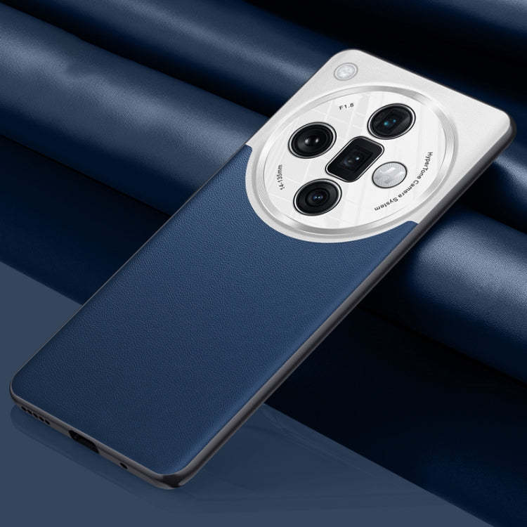 For OPPO  Find X7 Ultra Plain-leather All-inclusive Shockproof Phone Case(Blue) - Find X7 Ultra Cases by PMC TechLife | Online Shopping South Africa | PMC TechLife | Buy Now Pay Later Mobicred
