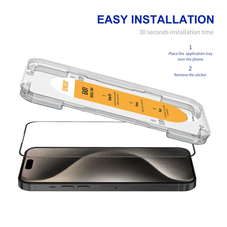 For iPhone 15 Pro Max ENKAY Easy Install High Alumina Silicon Full Glass Film - iPhone 15 Pro Max Tempered Glass by ENKAY | Online Shopping South Africa | PMC TechLife | Buy Now Pay Later Mobicred