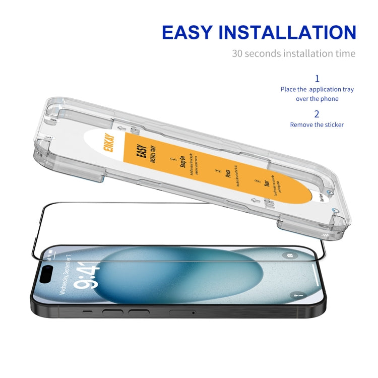 For iPhone 15 ENKAY Easy Install High Alumina Silicon Full Glass Film - iPhone 15 Tempered Glass by ENKAY | Online Shopping South Africa | PMC TechLife | Buy Now Pay Later Mobicred