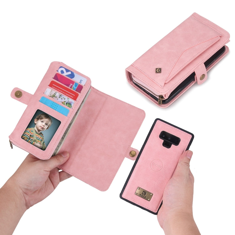 For Samsung Galaxy Note9 Multi-functional Zipper Wallet Leather Phone Case(Pink) - Galaxy Phone Cases by PMC TechLife | Online Shopping South Africa | PMC TechLife