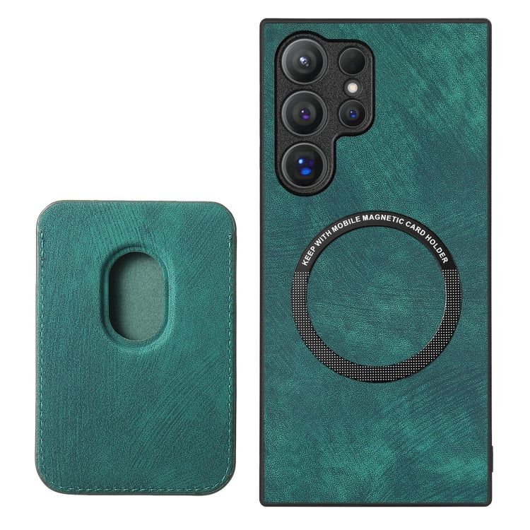 For Samsung Galaxy S25 Ultra 5G Retro Leather Card Bag Magnetic Phone Case(Green) - free shipping - PMC Jewellery - Order now!