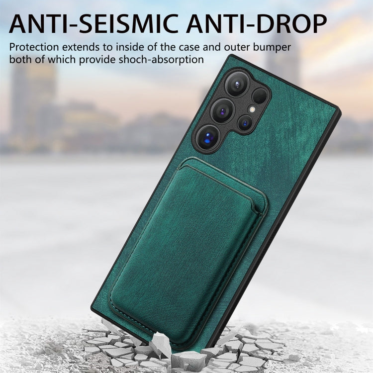For Samsung Galaxy S25 Ultra 5G Retro Leather Card Bag Magnetic Phone Case(Green) - free shipping - PMC Jewellery - Order now!
