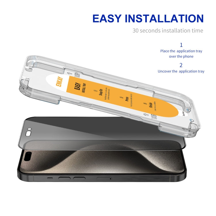 For iPhone 15 Pro Max ENKAY Easy Install Anti-peeping Privacy Full Screen Tempered Glass Film - free shipping - PMC Jewellery - Order now!