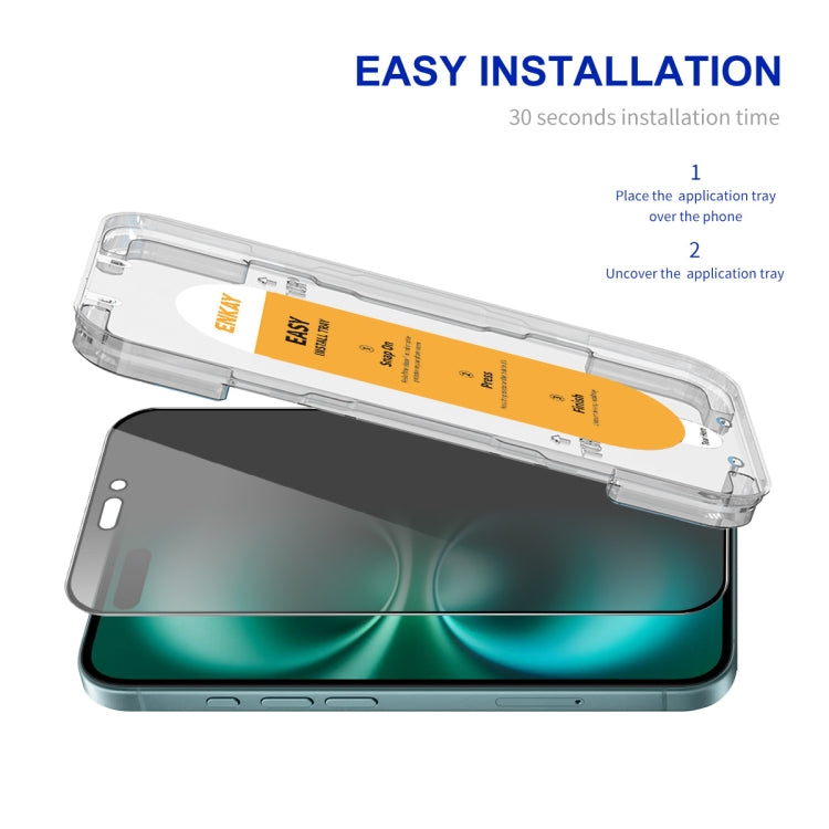 For iPhone 16 ENKAY Easy Install Anti-peeping Privacy Full Screen Tempered Glass Film - free shipping - PMC Jewellery - Order now!