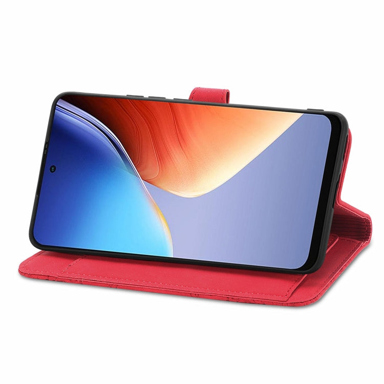 For Blackview A96 Embossed Flower Zipper Leather Phone Case(Red) - More Brand by PMC TechLife | Online Shopping South Africa | PMC TechLife