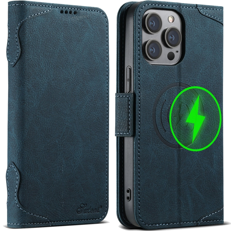 For iPhone 12 / 12 Pro SUTENI J07 Multifunctional Horizontal Flip Magsafe Leather Phone Case(Blue) - free shipping - PMC Jewellery - Order now!