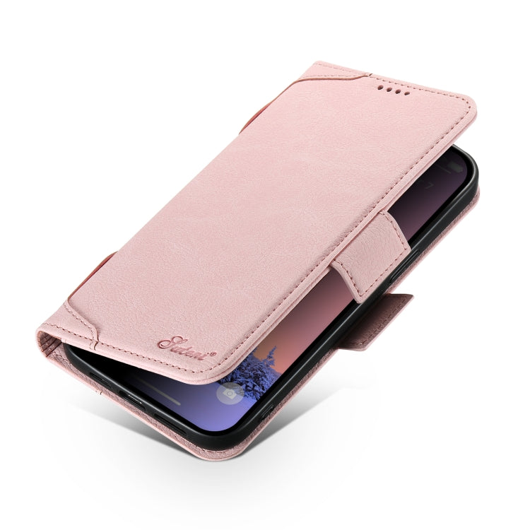 For iPhone 14 Pro SUTENI J07 Multifunctional Horizontal Flip Magsafe Leather Phone Case(Pink) - free shipping - PMC Jewellery - Order now!