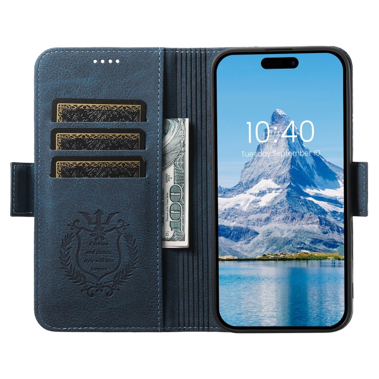 For iPhone 16 SUTENI J07 Multifunctional Horizontal Flip Magsafe Leather Phone Case(Blue) - iPhone 16 Cases by Suteni | Online Shopping South Africa | PMC Jewellery | Buy Now Pay Later Mobicred