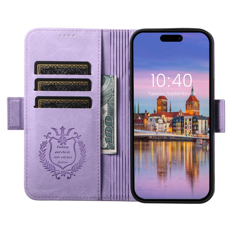 For iPhone 16 SUTENI J07 Multifunctional Horizontal Flip Magsafe Leather Phone Case(Purple) - iPhone 16 Cases by Suteni | Online Shopping South Africa | PMC Jewellery | Buy Now Pay Later Mobicred