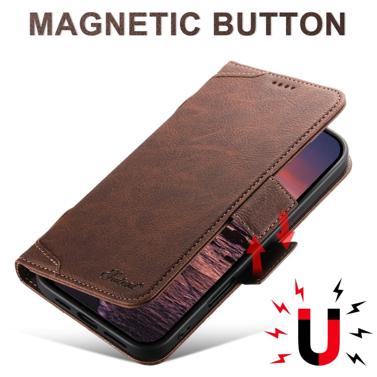 For iPhone 16 Plus SUTENI J07 Multifunctional Horizontal Flip Magsafe Leather Phone Case(Brown) - free shipping - PMC Jewellery - Order now!