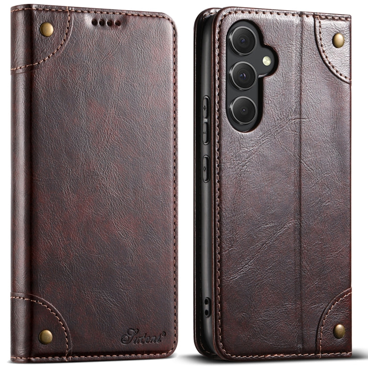 For Samsug Galaxy S24 Ultra 5G Suteni Baroque Calf Texture Buckle Wallet Leather Phone Case(Brown) - free shipping - PMC Jewellery - Order now!