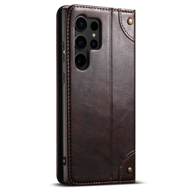 For Samsug Galaxy S24 Ultra 5G Suteni Baroque Calf Texture Buckle Wallet Leather Phone Case(Brown) - free shipping - PMC Jewellery - Order now!