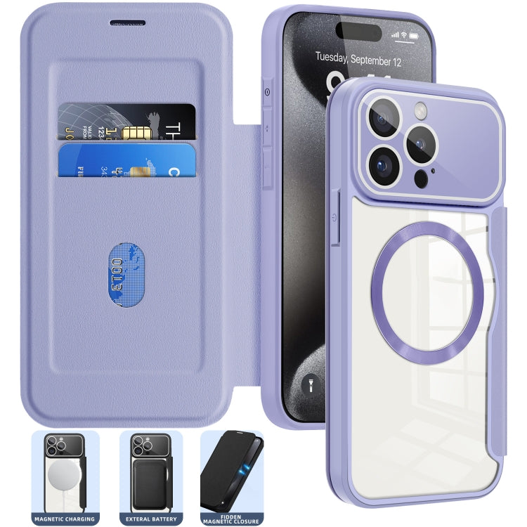 For iPhone 15 Plus Colored Shield MagSafe Magnetic RFID Anti-theft Leather Phone Case(Blue) - iPhone 15 Plus Cases by PMC TechLife | Online Shopping South Africa | PMC TechLife