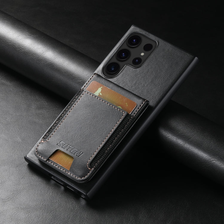 For Samsung Galaxy S24 Ultra 5G Suteni H03 Oil Wax Leather Wallet Stand Back Phone Case(Black) - free shipping - PMC Jewellery - Order now!