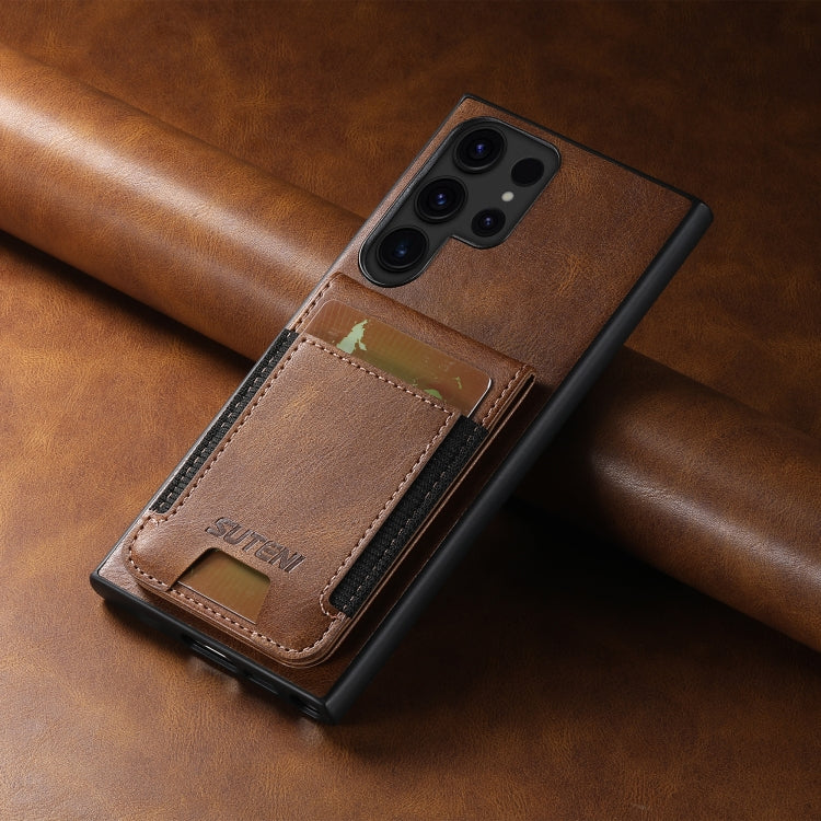 For Samsung Galaxy S24 Ultra 5G Suteni H03 Oil Wax Leather Wallet Stand Back Phone Case(Brown) - free shipping - PMC Jewellery - Order now!